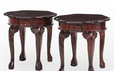 Pair of Chippendale Style Mahogany-Stained Side Tables