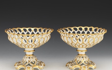 Pair of Paris Porcelain Reticulated Compotes