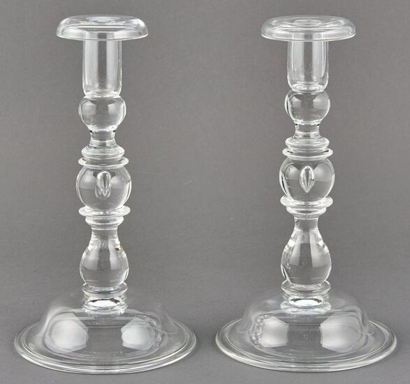 Pair of Steuben Glass Baluster Candlesticks Shape no.