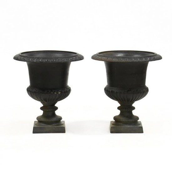 Pair of Vintage Cast Iron Classical Style Large Garden