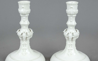 Pair of candlesticks, Nymphenburg, mark 1976-1997, 1-flame standing candlestick with slender jointed