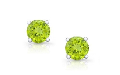 Peridot Round 4-prong Stud Earrings With Screwbacks In 14k Yellow Gold 6mm