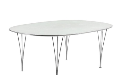 SOLD. Piet Hein, Bruno Mathsson: "Super Elliptical". Dining table with white laminate top. H. 70.5. L. 180. W. 120 cm. – Bruun Rasmussen Auctioneers of Fine Art
