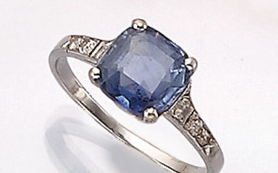 Platinum ring with sapphire and diamonds , sapphire...