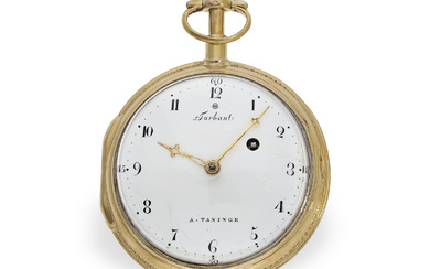 Pocket watch: particularly heavy and large 18K pocket watch with striking mechanism on bell, Turbant a Taninge, ca. 1820