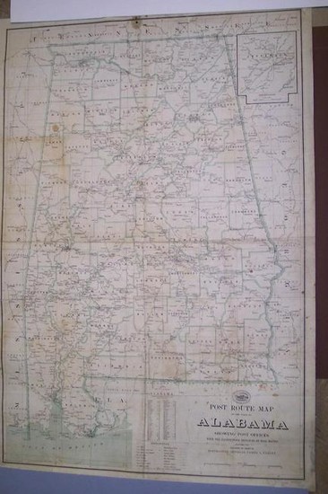 Post route map of the State of Alabama