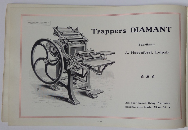 [Printer's tools]. Lettergieterij "Amsterdam", voorheen N. Tetterode. Prijscourant van werktuigen...