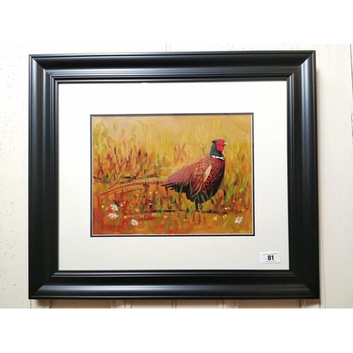 R Keefer The Cock Pheasant Watercolour { 59cm H X 70cm W }.