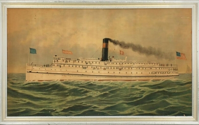 RARE CHROMOLITHOGRAPH OF EARLY 20TH C. STEAMER VIRGINIA