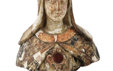 RELIGIOUS ST CATHERINE OF SIENNA CARVED WOOD BUST