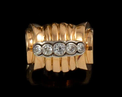 RING ANNEES 1940 in 18K pink gold and platinum with...