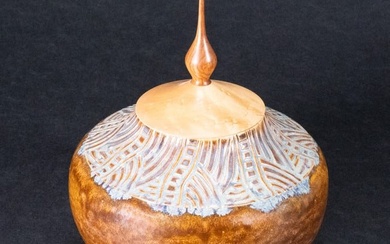 Raku Art Pottery Jar Vessel Lidded Signed illegible