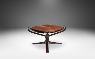 Rare Mid-Century Modern "Falcon" Chair Ottoman in Leather by Sigurd Ressel for Vatne Mobler c.