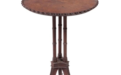 Regency Style Scalloped Top Mahogany Candlestand, Early to Mid-20th Century