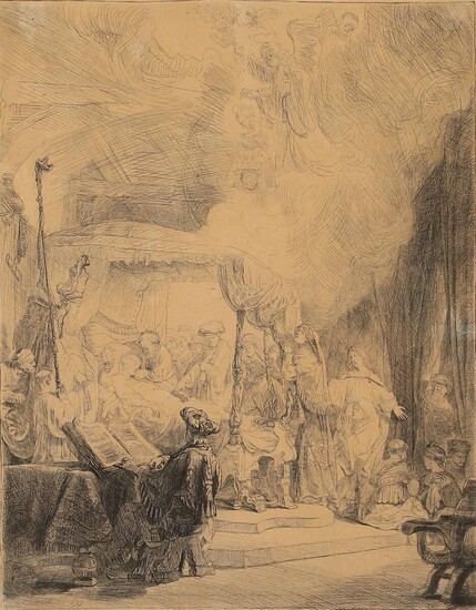 SOLD. Rembrandt van Rijn: The Death of the Virgin. Signed and dated in print Rembrandt f. 1639. Etching and drypoint. Sheet size 395 x 313 mm. – Bruun Rasmussen Auctioneers of Fine Art