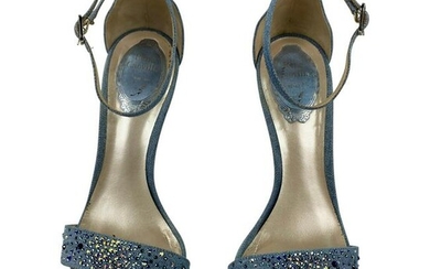 Rene Caovilla Embellished Denim Strappy Sandals Heels