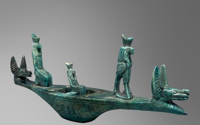 Replica of ancient Egyptian Funeral Boat God Horus After Life