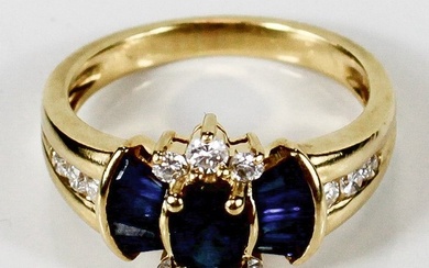 Ring - 18 kt. Yellow gold - 1.80 tw. Sapphire - Diamond