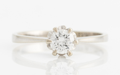 Ring, 18K white gold with brilliant-cut diamond