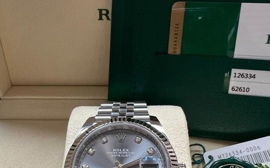 Rolex 126334 Datejust 41 Rhodium Diamond Dial Stainless Steel Box Paper