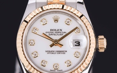 Rolex Oyster Perpetual Datejust ladies wristwatch of 18 kt. gold and steel with diamonds approx. year 2010