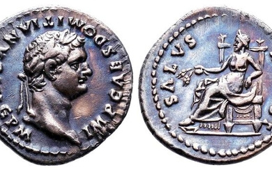 Roman Empire. Domitian (AD 81-96). AR Denarius,Rome - Salus