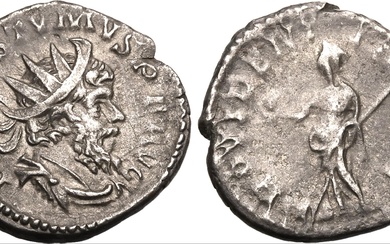 Roman Empire Postumus AD 260-269 BI Antoninianus About Good Very Fine; rev. struck from worn die