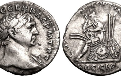 Roman Empire Trajan AD 108-109 AR Denarius Good Very Fine