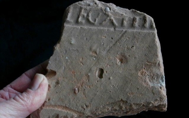 Roman Empire: nice original fragment of a Roman fried Roof tile (Tegula) with inscription LEG XIIII