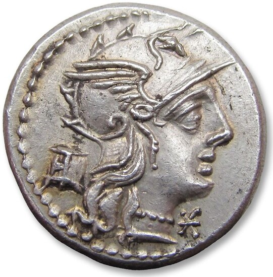 Roman Republic. M. Marcius Mn.f., 134 BC. AR Denarius,Rome - nearly as minted, high quality