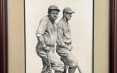 Ron Stark Babe Ruth and Lou Gehrig Lithograph (Yankees)