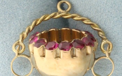 Ruby Cauldron Pendant or Charm in 14k Yellow Gold
