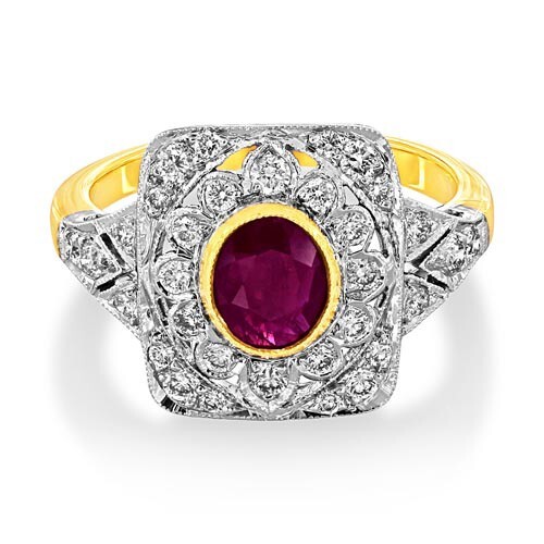 Ruby Ring set with 1.12ct. ruby and 0.51 ct. diamonds. This ...