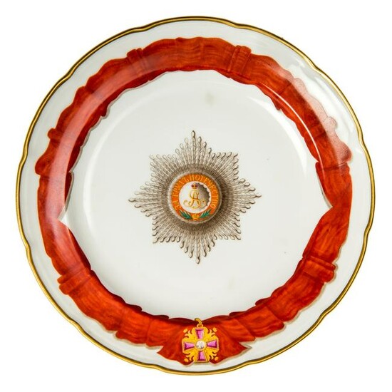 Russian dish in Gardner porcelain. Alexander I.