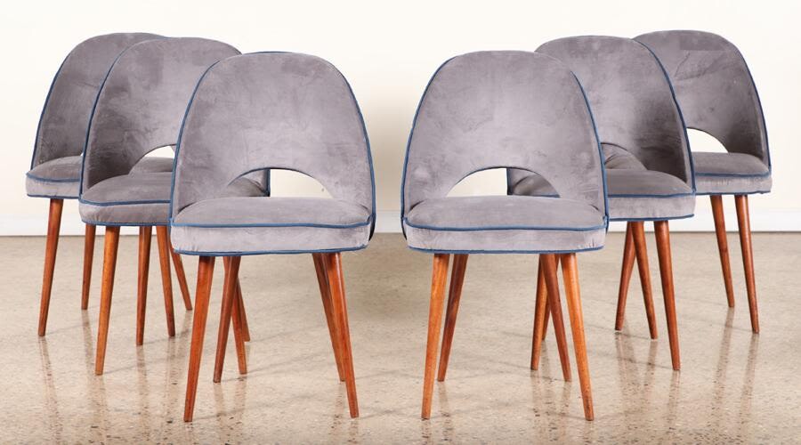SET 6 ITALIAN SAUCER FORM DINING CHAIRS C.1960
