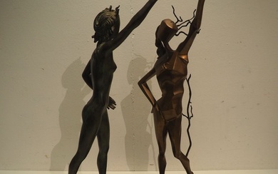 Salvador Dali (1904-1989) / Jemelton : Sculpture (en 2 parties), Hommage à Terpsichore, bronze à...