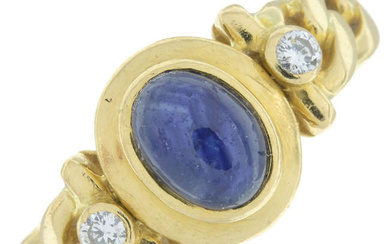 Sapphire cabochon & diamond ring