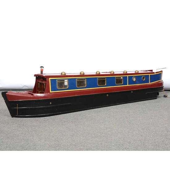 Scratch-built wooden model of a Narrowboat