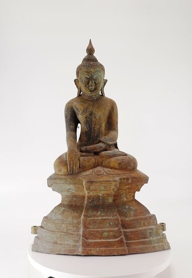 Sculpture - Bronze - Bronze Skakyamuni buddha - Burma - Late 19th century