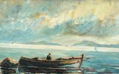 Scuola italiana (XIX) - Pescatori in Mare