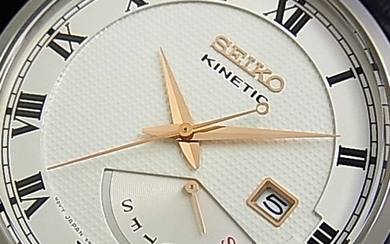 Seiko -Chronograph Kinetic- White Dial - Date- SRN051P1 - Men - 2018 - New