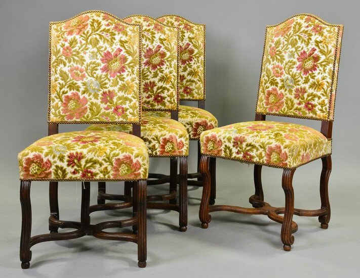 Set Of 4 Louis XIII Style Upholstered Chairs