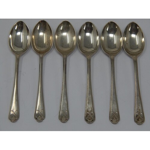 Set of 6 Silver Teaspoons with Crossed Golf Clubs & Golf Bal...