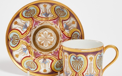 'Sèvres' Porcelain Coffee Can and Saucer, late 19th century