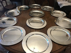 Silver plates 12 pcs. - .800 silver - Italy - mid 20th century