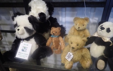 Six mixed teddy bears, including Hui Lang by Haven Bears and...