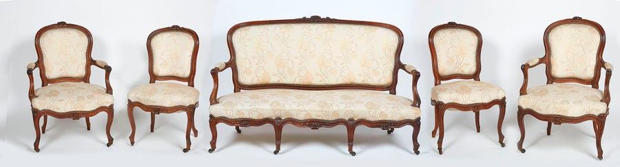 Solid molded rosewood saloon carved with flowers, including...