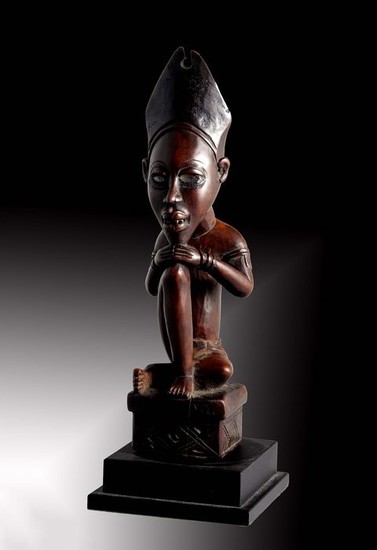 Statuette - Wood, glass - "takwimu ya nguvu" - Yombe - Gabon