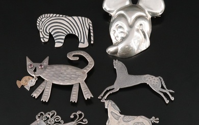 Sterling Brooch and Pin Collection Featuring James Avery and Frank Salcido