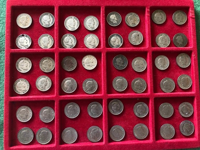 Switzerland - 48 monete da 5 rappen tutte date diverse 1881-1974